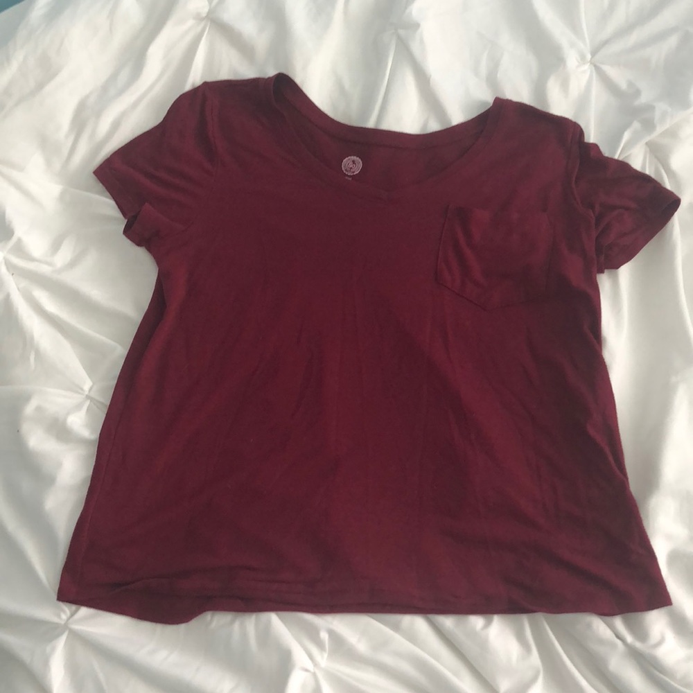Red V Neck Pocket Tee